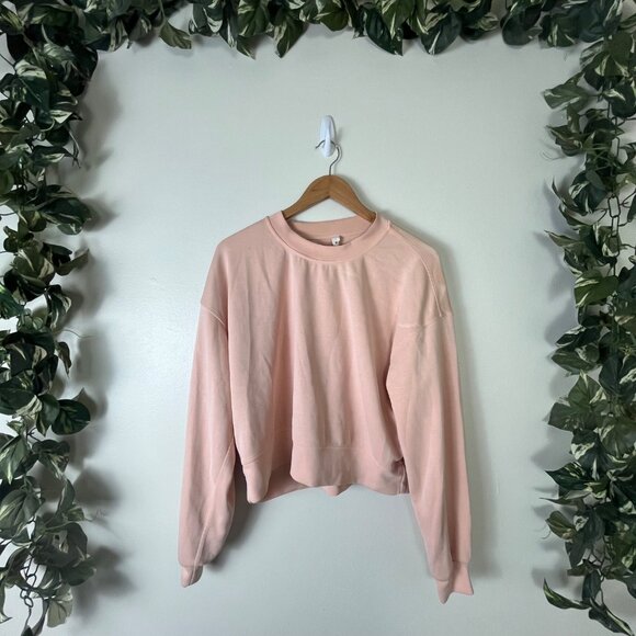 Lululemon Athletic Perfectly Oversized Crop Crew Softstreme Peach Satin Size 6 - Picture 1 of 8